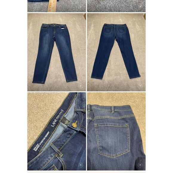 Lane Bryant womens super stretch skinny jeans sz 22 plus size mid rise dark wash - Picture 1 of 12